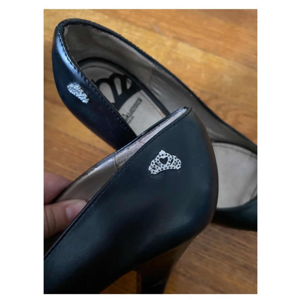 Fergalicious shiny black peep toe high heels